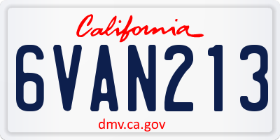 CA license plate 6VAN213