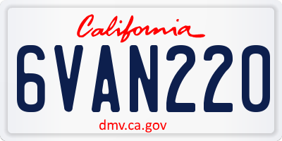 CA license plate 6VAN220