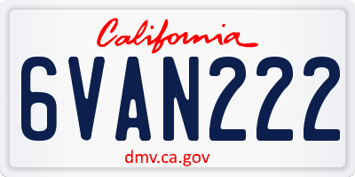 CA license plate 6VAN222