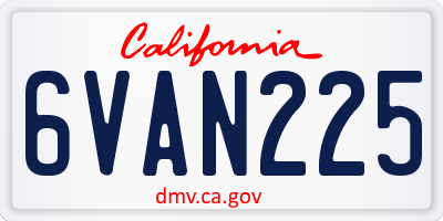CA license plate 6VAN225