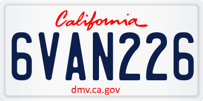 CA license plate 6VAN226