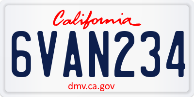 CA license plate 6VAN234