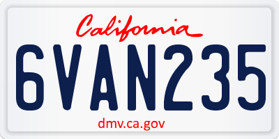 CA license plate 6VAN235