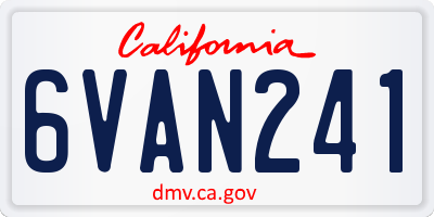 CA license plate 6VAN241