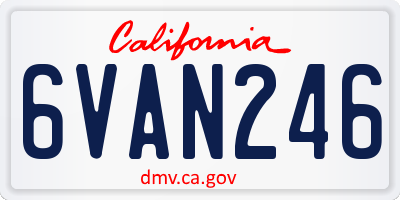 CA license plate 6VAN246