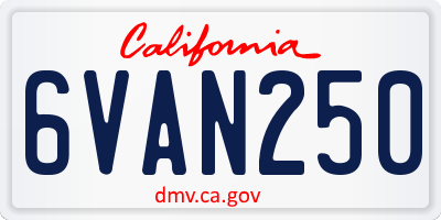 CA license plate 6VAN250
