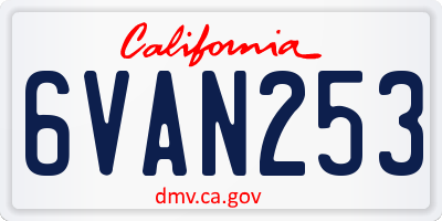 CA license plate 6VAN253