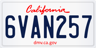 CA license plate 6VAN257