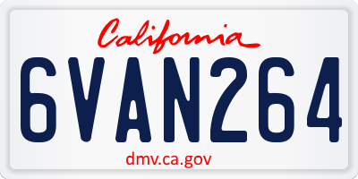CA license plate 6VAN264
