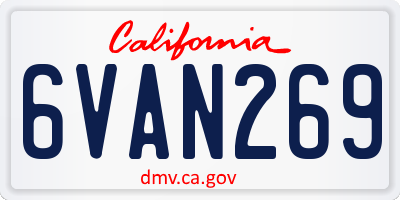 CA license plate 6VAN269