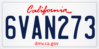 CA license plate 6VAN273