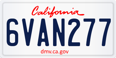CA license plate 6VAN277