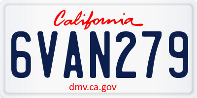 CA license plate 6VAN279