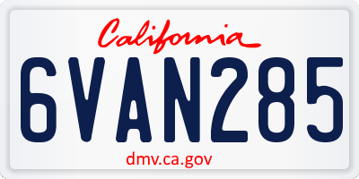 CA license plate 6VAN285