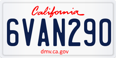 CA license plate 6VAN290