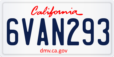 CA license plate 6VAN293