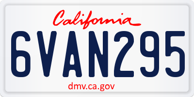 CA license plate 6VAN295