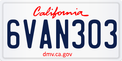 CA license plate 6VAN303