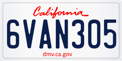 CA license plate 6VAN305