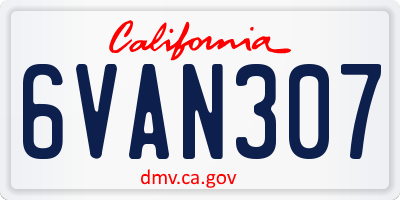 CA license plate 6VAN307