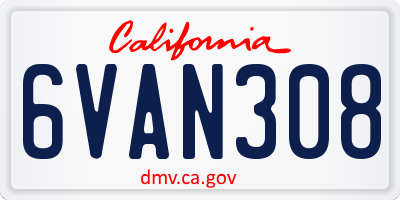 CA license plate 6VAN308