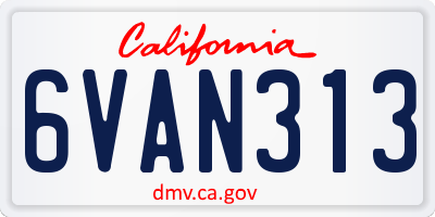 CA license plate 6VAN313