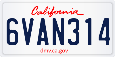 CA license plate 6VAN314