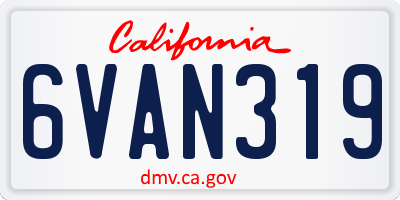CA license plate 6VAN319