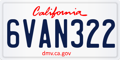 CA license plate 6VAN322