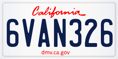 CA license plate 6VAN326