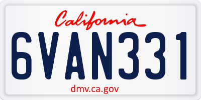 CA license plate 6VAN331