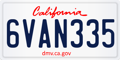 CA license plate 6VAN335