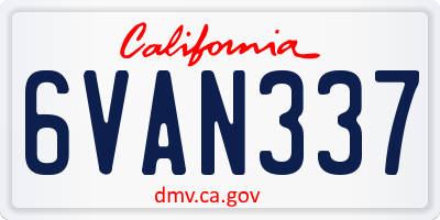 CA license plate 6VAN337