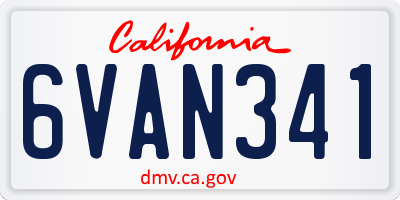 CA license plate 6VAN341