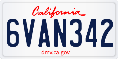CA license plate 6VAN342