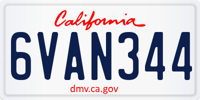 CA license plate 6VAN344