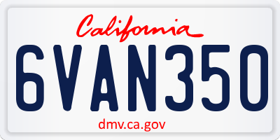 CA license plate 6VAN350