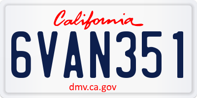 CA license plate 6VAN351