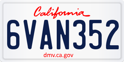 CA license plate 6VAN352