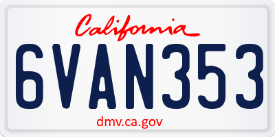 CA license plate 6VAN353