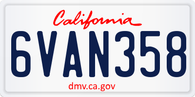 CA license plate 6VAN358