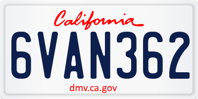CA license plate 6VAN362