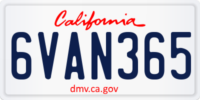 CA license plate 6VAN365