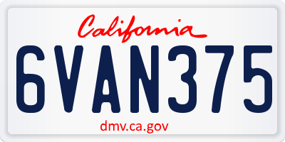 CA license plate 6VAN375