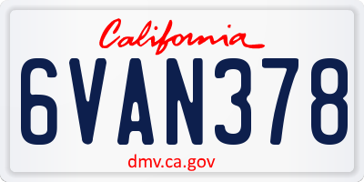CA license plate 6VAN378