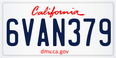 CA license plate 6VAN379