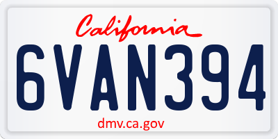 CA license plate 6VAN394