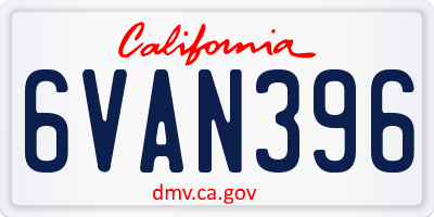 CA license plate 6VAN396