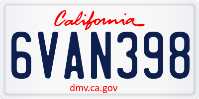 CA license plate 6VAN398