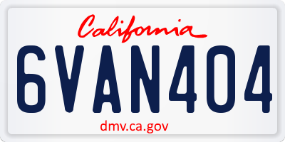 CA license plate 6VAN404